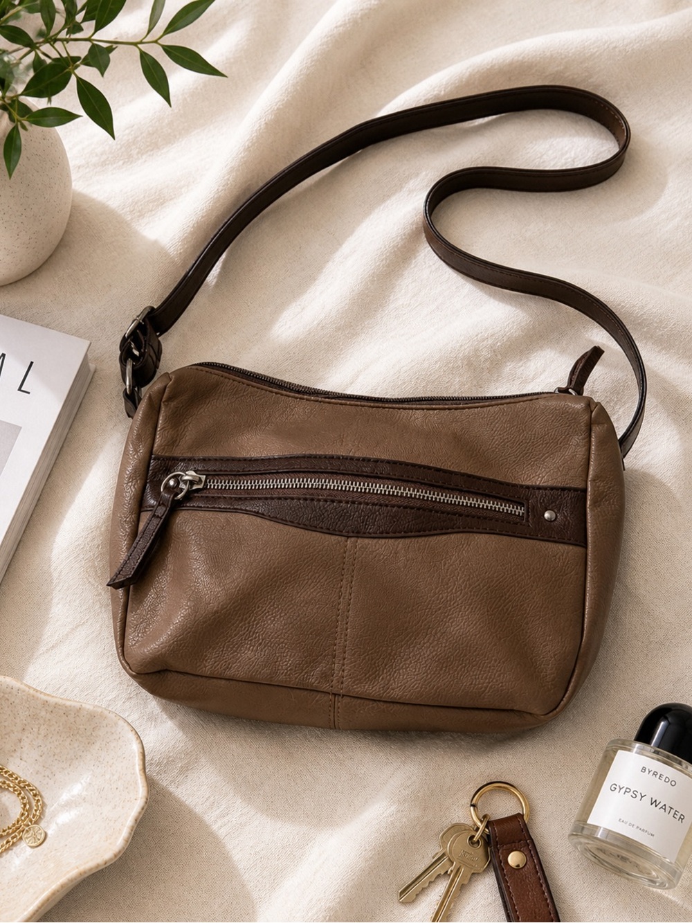 Brown Leather Crossbody‎ Bag